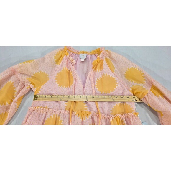NWT J. Marie Sarah Dress Tiered Babydoll Balloon Slv Pockets Pink Orange Flowy S - Picture 13 of 15